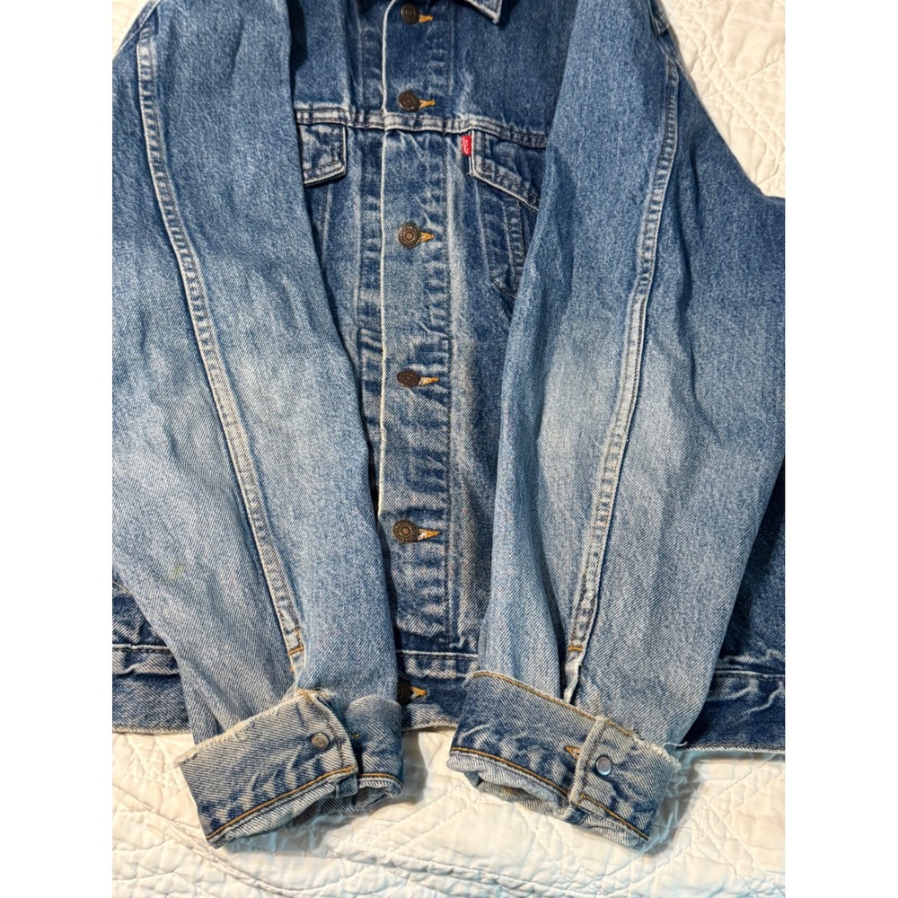 Levi's Denim Trucker Jacket Mens 44 Blue Vintage 90s 71506-0216 Made in USA - Picture 2 of 11